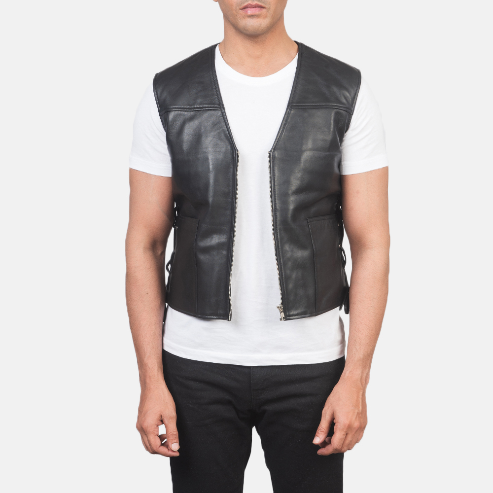 Mens Brandon Black Leather Vest_3747-4-1618225437761